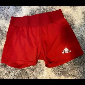 Red adidas spandex shorts